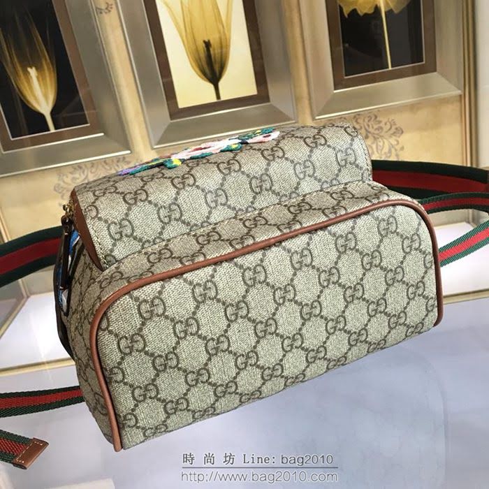 GUCCI 古馳女包 新款 427042 pvc刺繡 古奇奢侈品女包 花鳥印花圖案 雙肩包 女款背包